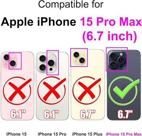 حافظة محفظة لهاتف iPhone 15 Pro Max، مع [3 فتحات للبطاقات]، غطاء قلاب واقٍ من جلد البولي يوريثان بقفل مغناطيسي مقاوم للصدمات مقاس 6.7 بوصات، وردي وردي in Saudi Arabia