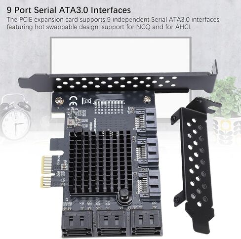 ASHATA PCIE 1X إلى بطاقة التحكم Serial ATA3.0، بطاقات توسيع 9 منافذ 6 جيجابت في الثانية، محول PCIE3.0 GEN3 Serial ATA3.0 للكمبيوتر المكتبي in Saudi Arabia