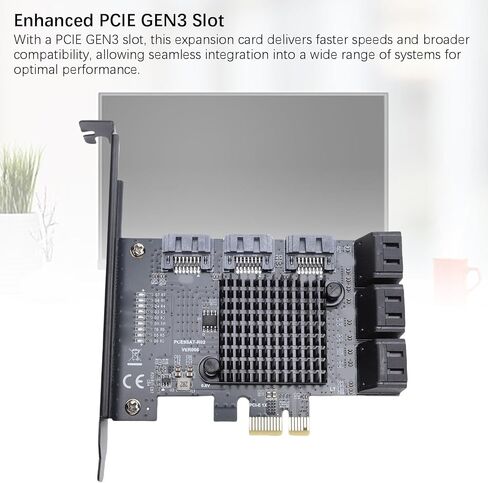 ASHATA PCIE 1X إلى بطاقة التحكم Serial ATA3.0، بطاقات توسيع 9 منافذ 6 جيجابت في الثانية، محول PCIE3.0 GEN3 Serial ATA3.0 للكمبيوتر المكتبي in Saudi Arabia