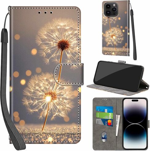 حافظة محفظة لهاتف iPhone 15 Pro Max، مع [3 فتحات للبطاقات]، غطاء قلاب واقٍ من جلد البولي يوريثان بقفل مغناطيسي مقاوم للصدمات مقاس 6.7 بوصات، وردي وردي in Saudi Arabia