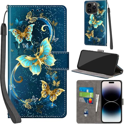 حافظة محفظة لهاتف iPhone 15 Pro Max، مع [3 فتحات للبطاقات]، غطاء قلاب واقٍ من جلد البولي يوريثان بقفل مغناطيسي مقاوم للصدمات مقاس 6.7 بوصات، وردي وردي in Saudi Arabia