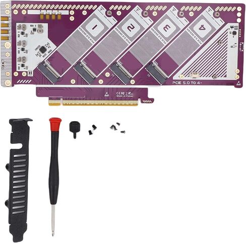 بطاقة تمديد PCIE 5.0 x16 إلى NVMe M.2 SSD، تصل إلى 512 جيجابت في الثانية، تدعم PCIE 5.0 4.0 3.0، بطاقة محول M2، تشغيل التوصيل لـ 8 وأحدث، OS X، Linux in Kuwait