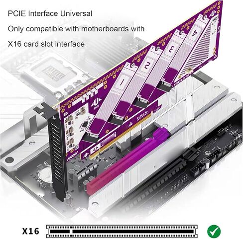 بطاقة تمديد PCIE 5.0 x16 إلى NVMe M.2 SSD، تصل إلى 512 جيجابت في الثانية، تدعم PCIE 5.0 4.0 3.0، بطاقة محول M2، تشغيل التوصيل لـ 8 وأحدث، OS X، Linux in Kuwait