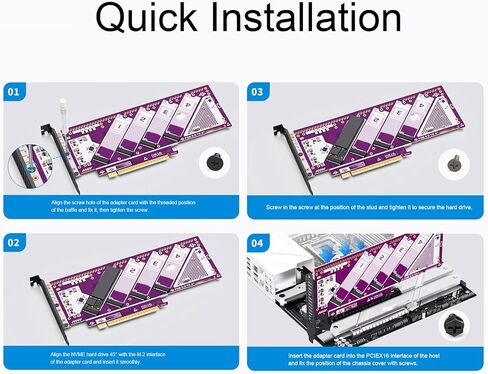 بطاقة تمديد PCIE 5.0 x16 إلى NVMe M.2 SSD، تصل إلى 512 جيجابت في الثانية، تدعم PCIE 5.0 4.0 3.0، بطاقة محول M2، تشغيل التوصيل لـ 8 وأحدث، OS X، Linux in Kuwait