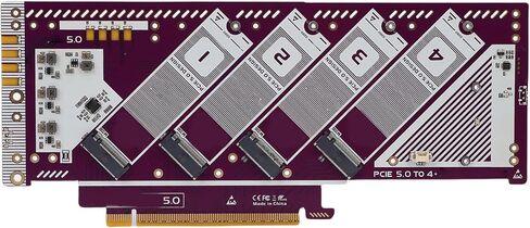 بطاقة تمديد PCIE 5.0 x16 إلى NVMe M.2 SSD، تصل إلى 512 جيجابت في الثانية، تدعم PCIE 5.0 4.0 3.0، بطاقة محول M2، تشغيل التوصيل لـ 8 وأحدث، OS X، Linux in Kuwait