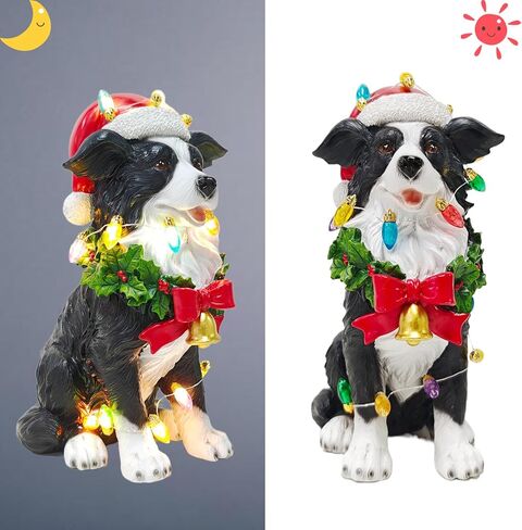 COWOS Christmas Golden Retriever Sculpture - Lifelike Sitting Dog Statue with Santa Hat - Resin Figurine for Holiday Home Decor, Mantel, Tabletop - Festive Gift for Dog Lovers in Saudi Arabia