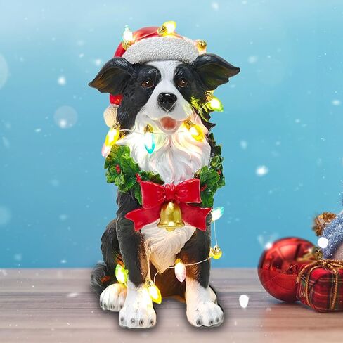 COWOS Christmas Golden Retriever Sculpture - Lifelike Sitting Dog Statue with Santa Hat - Resin Figurine for Holiday Home Decor, Mantel, Tabletop - Festive Gift for Dog Lovers in Saudi Arabia