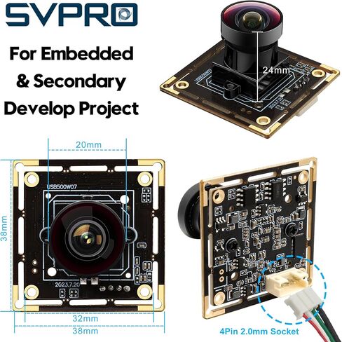 وحدة كاميرا USB SVPRO 5 ميجابكسل، 1944P 30 إطارًا في الثانية، زاوية واسعة، عدسة عين السمكة M12، مستشعر IMX335، توصيل وتشغيل كاميرا ويب صناعية للأمان، طابعات ثلاثية الأبعاد، كاميرا Lightburn لنظام التشغيل Windows/Mac/Linux/Android in Saudi Arabia