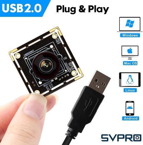 وحدة كاميرا USB SVPRO 5 ميجابكسل، 1944P 30 إطارًا في الثانية، زاوية واسعة، عدسة عين السمكة M12، مستشعر IMX335، توصيل وتشغيل كاميرا ويب صناعية للأمان، طابعات ثلاثية الأبعاد، كاميرا Lightburn لنظام التشغيل Windows/Mac/Linux/Android in Saudi Arabia