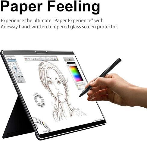 واقي شاشة زجاجي ورقي من Adeway لجهاز Surface Pro 12 بوصة (2025) - زجاج وورقة 2 في 1، حماية قوية 9H، ملمس ورق، مضاد للتوهج، متوافق مع قلم Surface، عبوتان in Kuwait