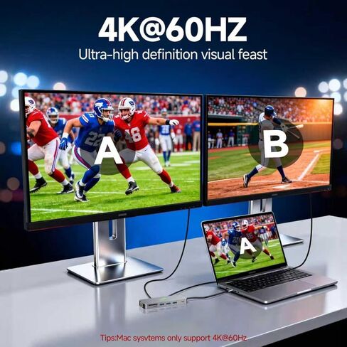 محطة إرساء USB C شاشة مزدوجة 11 في 1، 4K@60 هرتز HDMI وDisplayPort Hub مع جيجابت إيثرنت، 100 واط PD، USB 3.0، USB C، قارئ بطاقة SD/TF، ​​متوافق مع MacBook وDell وHP وLenovo وSurface in Kuwait