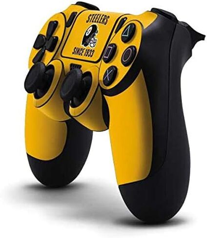 ملصق Skinit المخصص للألعاب متوافق مع وحدة تحكم PS4 - تصميم خوذة NFL Pittsburgh Steelers مرخص رسميًا in Saudi Arabia