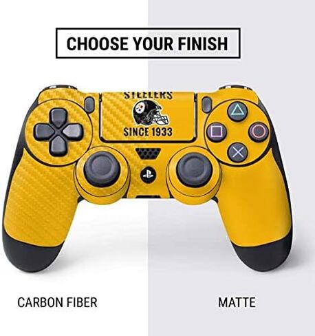 ملصق Skinit المخصص للألعاب متوافق مع وحدة تحكم PS4 - تصميم خوذة NFL Pittsburgh Steelers مرخص رسميًا in Saudi Arabia