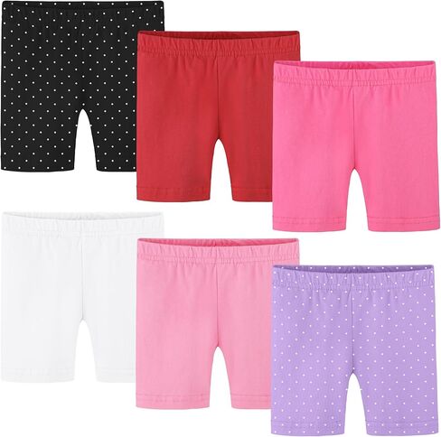 Poroka 6 Pack Baby and Toddler Girls Bike Shorts Soft Girls Summer Dancewear Shorts Solid Tumbling Safety Short for Kids in Kuwait