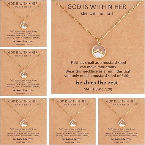 6 PCS Mustard Seed Necklace for Women, Stainless Steel Faith Jewelry with Move Mountains Charm, Mustard Seed Jewelry Christian Gifts for Women, Chrismas & Graduation Inspirational Gift in Kuwait
