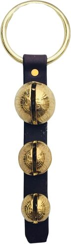 Boxwood and Mum Handmade Sleigh Bells for Door Handle, Christmas Bells Door Knocker, Jingle Bells Door Hanger, Christmas Decorations Door Bell, Amish Made in USA (3 Brass Bell Door Decorations) in Saudi Arabia