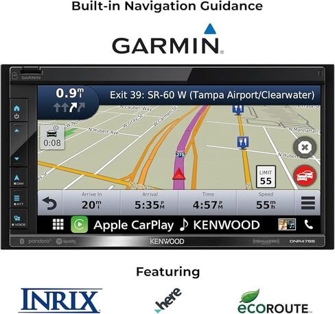 KENWOOD DNR476S 6.8" Car Stereo, Garmin Navigation Built in, Inrix Traffic Service, CarPlay and Android Auto, Bluetooth | Plus KENWOOD CMOS-240U Universal Backup Camera in Saudi Arabia