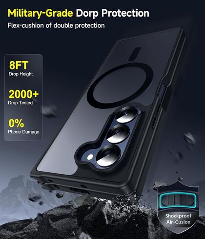 LeYi for Galaxy Z-Fold-6-Case: Samsung Fold 6 Case [Compatible with MagSafe] with 2Pcs Tempered Glass Screen Protector, Fast Magnetic Integrated Structure for ZFold 6 Case,Black in Saudi Arabia