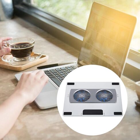 يعزز تبريد لوحة الكمبيوتر المحمول، تصميم قابل للطي، ارتفاعات قابلة للتعديل، 6 أوضاع، مروحة مزدوجة لحامل الكمبيوتر المحمول مقاس 10-16 بوصة مع مروحة in Saudi Arabia
