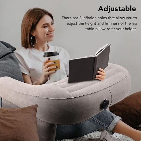 وسادة مكتب قابلة للنفخ، حامل كمبيوتر محمول محمول بمسند للذراع بتصميم مريح، للقراءة والألعاب والعمل والجلوس وأرضية السرير in Kuwait