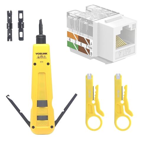 VCELINK 50-Pack RJ45 Cat6 Keystone Jack White Bundle with 1-Pack Punch Down Tool with 110 and 66 Blades and 2-Pack Mini Wire Stripper Cutter in Saudi Arabia