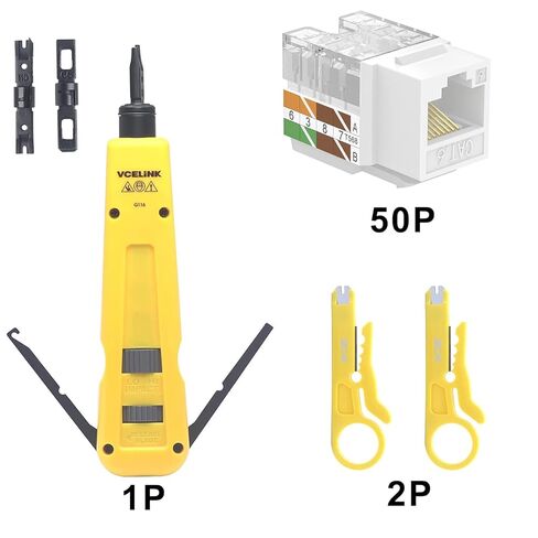VCELINK 50-Pack RJ45 Cat6 Keystone Jack White Bundle with 1-Pack Punch Down Tool with 110 and 66 Blades and 2-Pack Mini Wire Stripper Cutter in Saudi Arabia