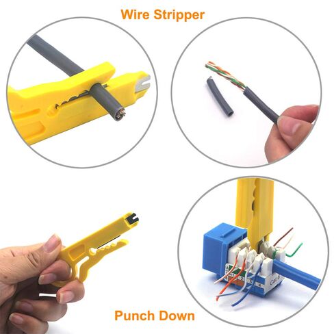 VCELINK 50-Pack RJ45 Cat6 Keystone Jack White Bundle with 1-Pack Punch Down Tool with 110 and 66 Blades and 2-Pack Mini Wire Stripper Cutter in Saudi Arabia