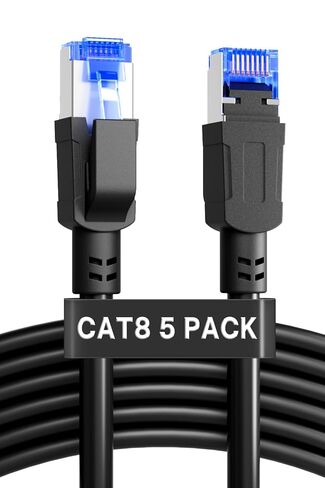 كابل إيثرنت CAT8 عالي السرعة - 0.3 متر 5 كابل شبكة للاستخدام الخارجي والداخلي، كابل LAN 40 جيجابت/ثانية لجهاز التوجيه/الألعاب/المودم in Saudi Arabia