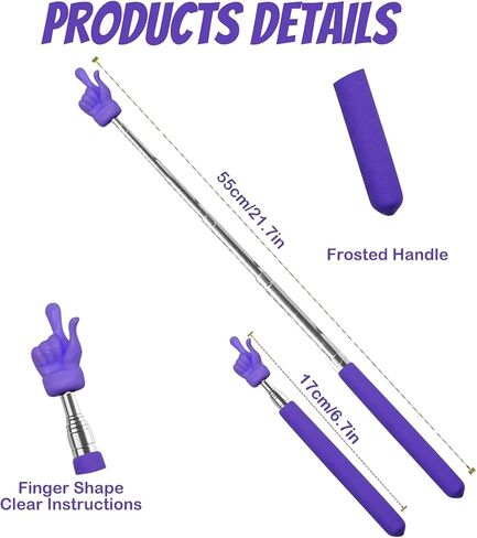 2 Pcs Telescopic Teacher Pointer Stick, Extendable Pointer Teacher Pointers for Classroom, Retractable Hand Pointer Finger Pointer Stick Elementary School Kindergarten Teacher Supplies (Purple) in Saudi Arabia