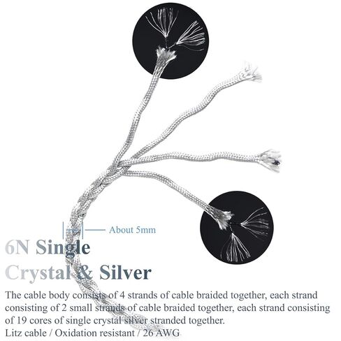 6N Single Crystal Silver IEM Cable for Sennheiser IE900 IE600 IE300 IE200 4.4mm Balanced Hi-Fi Earphone Audio Upgrade Cable (3.5mm Plug) in Saudi Arabia
