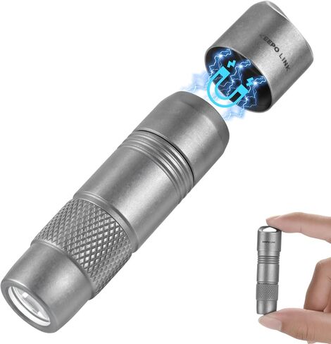 مصباح يدوي مغناطيسي KEEPO LINK Titanium EDC، 160 لومن 3 أوضاع قابلة لإعادة الشحن USB C لشحن سلسلة مفاتيح صغيرة للحمل اليومي، OLF01 in Kuwait