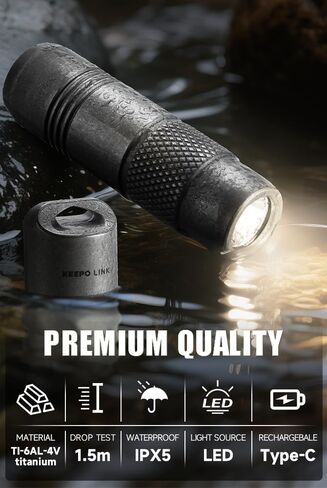 مصباح يدوي مغناطيسي KEEPO LINK Titanium EDC، 160 لومن 3 أوضاع قابلة لإعادة الشحن USB C لشحن سلسلة مفاتيح صغيرة للحمل اليومي، OLF01 in Kuwait