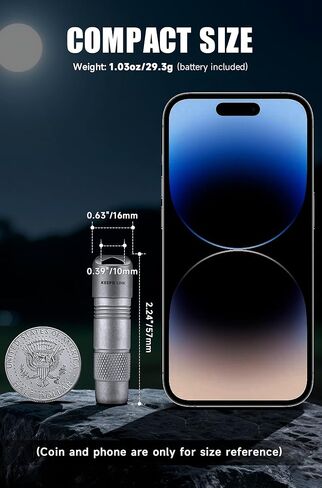 مصباح يدوي مغناطيسي KEEPO LINK Titanium EDC، 160 لومن 3 أوضاع قابلة لإعادة الشحن USB C لشحن سلسلة مفاتيح صغيرة للحمل اليومي، OLF01 in Kuwait