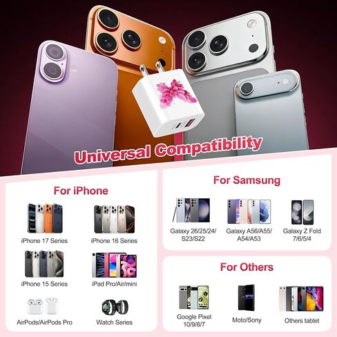 SAMONPOW لهاتف iPhone 17 16 15 شاحن سريع الشحن USB C مع 4FT USB A إلى iPhone شواحن سلك نوع C كابل مزدوج المنفذ شاحن جداري لهاتف iPhone 14/13/12/11 Pro Max، iPad، Samsung، المزيد in Kuwait