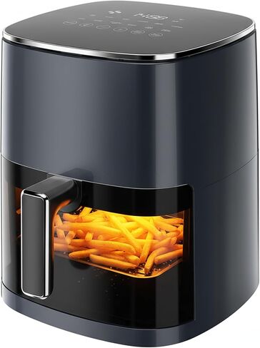 HealSmart 7.5QT Large Capacity Air Fryer, 12-in-1 Digital Preset & DIY Function Airfryer with Visible Window, Precise Temperature Control and Dishwasher Safe, Black in Kuwait
