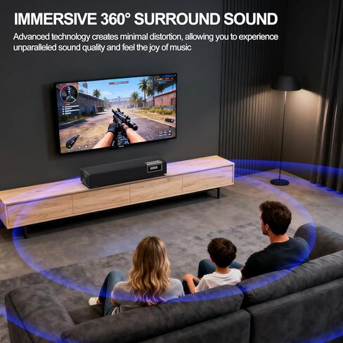 شريط صوت بقدرة 50 وات للتلفزيون الذكي، مكبر صوت 2.0 قناة مع اتصال Bluetooth 5.4/ARC/Opt/AUX، مكبر صوت للتلفزيون مع مكبري صوت كاملي النطاق، نظام صوت محيطي منزلي لأجهزة الكمبيوتر والتلفزيون in Kuwait