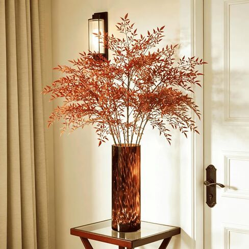 Large Leopard Amber Glass Vase, Luxe 11.8" Brown Decorative Centerpiece, Translucent Vintage Tortoise Shell Vase for Pampas Grass, Boho Modern Farmhouse Home Decor in Saudi Arabia