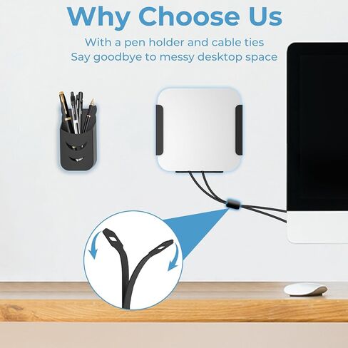 حامل معدني لجهاز Mac Mini M1 M2 على الحائط وتحت المكتب لجهاز Mac Mini Mid 2011 إلى 2023 M1 M2 للتركيب خلف الشاشة مع وسادات مضادة للخدش ودعامة تثبيت على الحائط متوافقة مع Mac Mini مع حامل قلم in Saudi Arabia