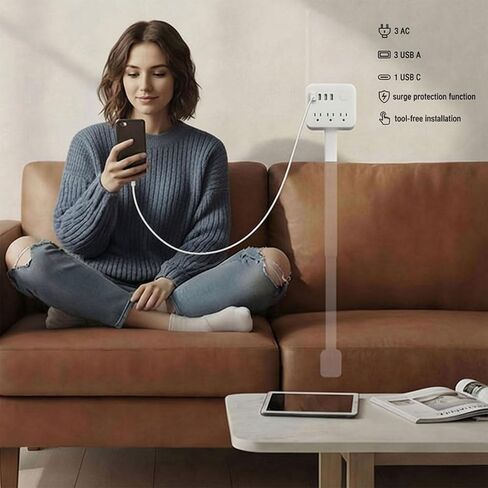 عصا تمديد المخرج - تتميز بـ 3 منافذ USB-A، و1 USB-C و3 منافذ تيار متردد، وتمتد من 17.7 بوصة إلى 27.6 بوصة، وتدور 180 درجة للوصول إلى المنافذ التي يصعب الوصول إليها، وأريكة توسيع منفذ كهربائي للحائط، ومنضدة ليلية، ومكاتب in Saudi Arabia