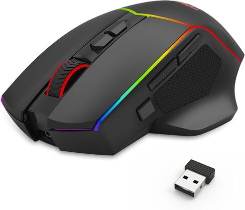 ماوس الألعاب اللاسلكي Redragon Ax M814 القابل للبرمجة، مع أضواء تدفق RGB، 8 أزرار قابلة للبرمجة، بحد أقصى 8000 نقطة في البوصة، 15 جيجا Acc، برامج متعددة الوظائف، تصميم مريح in Kuwait