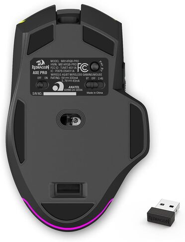 ماوس الألعاب اللاسلكي Redragon Ax M814 القابل للبرمجة، مع أضواء تدفق RGB، 8 أزرار قابلة للبرمجة، بحد أقصى 8000 نقطة في البوصة، 15 جيجا Acc، برامج متعددة الوظائف، تصميم مريح in Kuwait