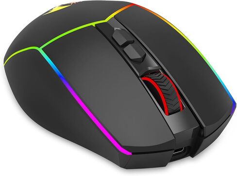 ماوس الألعاب اللاسلكي Redragon Ax M814 القابل للبرمجة، مع أضواء تدفق RGB، 8 أزرار قابلة للبرمجة، بحد أقصى 8000 نقطة في البوصة، 15 جيجا Acc، برامج متعددة الوظائف، تصميم مريح in Kuwait