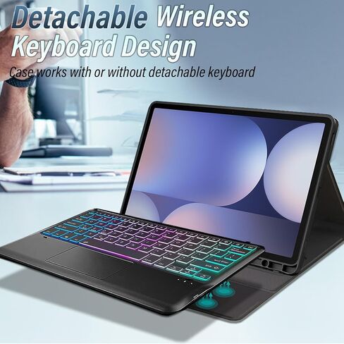 Touchpad Keyboard Case for Samsung Galaxy Tab S10 FE Plus 5G 13.1 Inch 2025, Wineecy 3-Zone Backlight Detachable Wireless Keyboard & PU Case for for 13.1" Tab S10 FE+ (SM-X620/SM-X626B) 2025 Tablet in Saudi Arabia