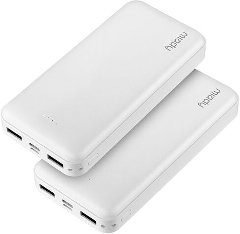 Miady Portable Charger, 2-Pack 20000mAh Battery Pack PD 22.5W USB Output Ports and Type C Fast in&Out Travel Fast Charging Power Bank Compatible with iPhone 17/16/15/14/13 Galaxy 24/22 iPad (2 White) in Saudi Arabia
