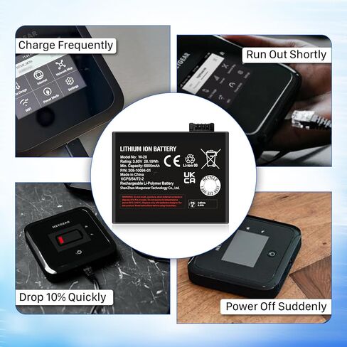 بطارية 6800 مللي أمبير W-20 لـ NETGEAR Nighthawk 5G WiFi 6 Mobile Hotspot Pro من AT&T W-20 MR5100 MR5200، MR5200-100EUS بطارية بديلة ذات سعة أعلى in Kuwait