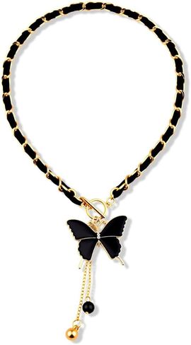 Pliwcas Black Heart Choker Necklace for Women Butterfly Pendant Necklace for Wife Girlfriend Valentines Day Necklace for Her Bestie Friend Christmas Birthday Gift for Women in Saudi Arabia