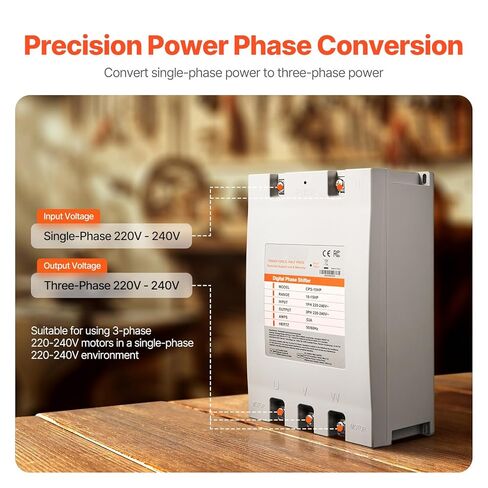 Happybuy 3 Phase Converter - 15HP 53A, 220V to 3 Phase, 220V-240V Input/Output, for Residential & Light Commercial Use (One for One Motor) in Saudi Arabia