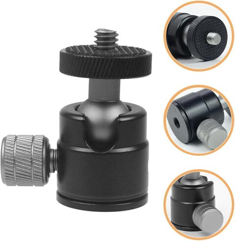 Homoyoyo سبائك الألومنيوم الكرة الصغيرة رئيس ترايبود محول 1/4 "برغي 360 درجة دوران كاميرا جبل المشبك ل DSLR واكسسوارات حامل ضوء جهاز العرض in Saudi Arabia