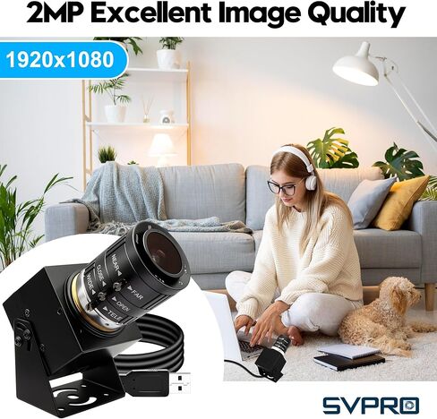 كاميرا SVPRO 1080P USB كاميرا ويب ضوء النجوم منخفضة الإضاءة مع عدسة تكبير 3.6-10 مم التركيز اليدوي رؤية الآلة كاميرا صناعية UVC التوصيل والتشغيل للكمبيوتر والكمبيوتر المحمول in Saudi Arabia
