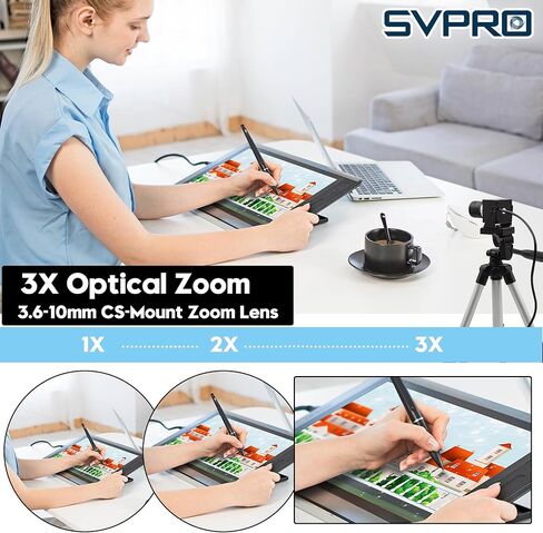 كاميرا SVPRO 1080P USB كاميرا ويب ضوء النجوم منخفضة الإضاءة مع عدسة تكبير 3.6-10 مم التركيز اليدوي رؤية الآلة كاميرا صناعية UVC التوصيل والتشغيل للكمبيوتر والكمبيوتر المحمول in Saudi Arabia